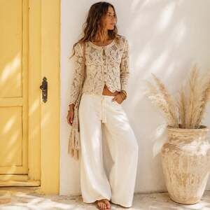 Unbranded Cream Floral Crochet Lace Cardigan